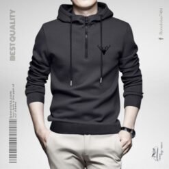 Men's Winter Cotton Long Sleeve Black Hoodie